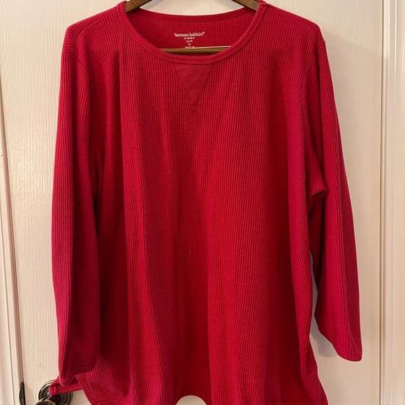 Woman Within Tops - Woman Within Ribbed Thermal Red Top